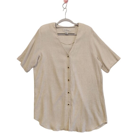 Lee David Blouse Womens 18/20w Ivory Linen Blend Lagan look Beachy vacation - Picture 1 of 14
